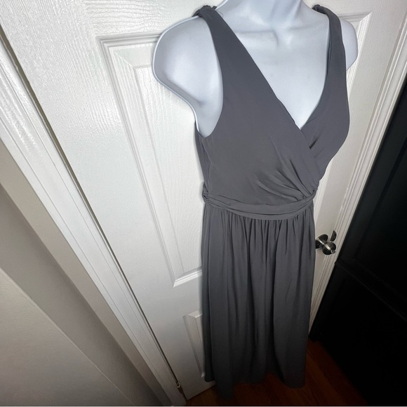 NWT Adrianna Papell Women's 2 Gray Chiffon Drape Back Gown Long Dress XS Formal - Picture 5 of 16